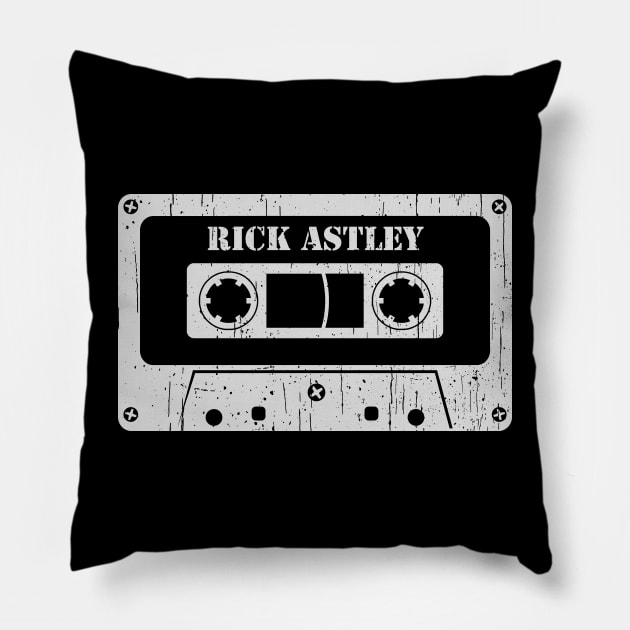 Rick Astley - Vintage Cassette White Pillow by FeelgoodShirt