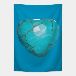 Geometric Turquoise Heart Tapestry