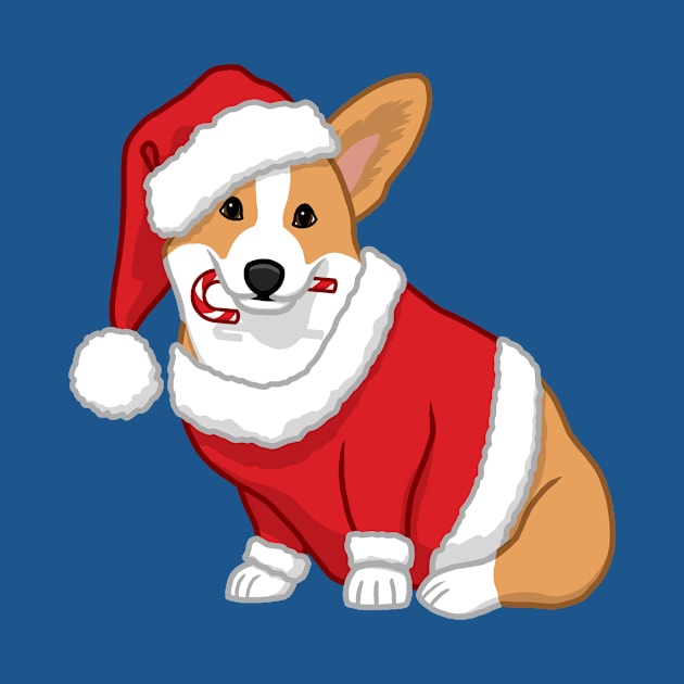 Cute Tan Corgi in Santa Christmas Costume by csforest