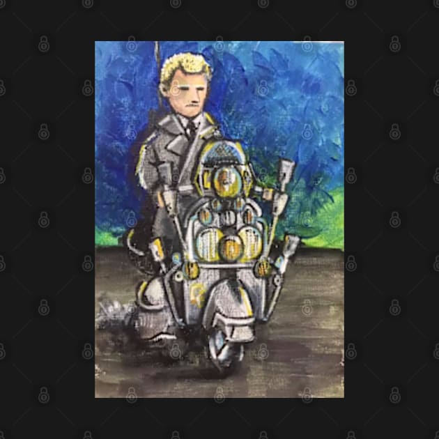 Retro Scooter, Classic Scooter, Scooterist, Scootering, Scooter Rider, Mod Art by Scooter Portraits