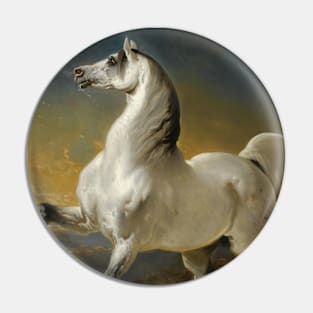 Gray Stallion Frightened By The Storm by Alfred de Dreux Pin
