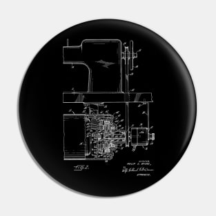 Sewing Machine Power Transmission System Vintage Patent Hand Drawing Pin