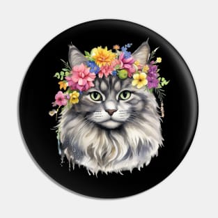 Himalayan Cat Flowers Water Color Cat Mom Mother's Day Gift Pin