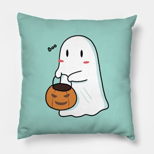 Cute Little Ghost on Halloween Illustration Pillow