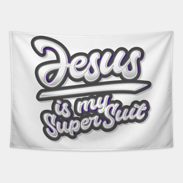 Jesus is My SuperSuit Tapestry by CamcoGraphics