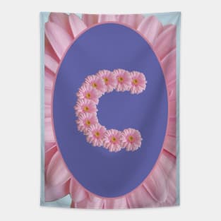 Floral Letter C Pink Gerbera Daisy Monogram Tapestry