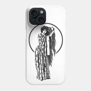 woman combing her hair Phone Case