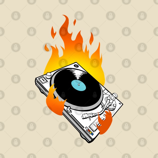 Flaming Hot DJ Turntable Record Player by MerchFrontier