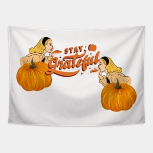 Retro Thanksgiving Stay Grateful Tapestry