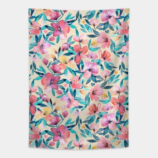 Peach Spring Floral in Watercolors Tapestry