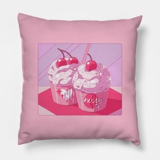 The cute pink cherry cupcakes Pillow