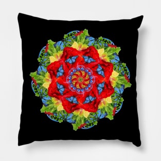 poppy field mandala Pillow