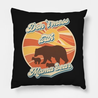 Don't mess with mama bear Groovy retro gift Pillow