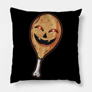 Chicken Thigh With Jack O Lantern Face Costume Halloween Pillow