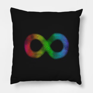 Autism. Neurodiversity Symbol. Rainbow Infinity Loop. Pillow