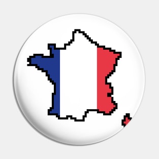 8-Bits France Map Flag Pixel Art Pin