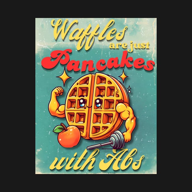 Waffles are just pancakes with Abs - funny food pun by THESHOPmyshp