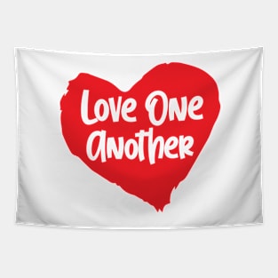 Love One Another 2 Red and White Tapestry