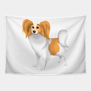 White & Red Papillon Dog Tapestry