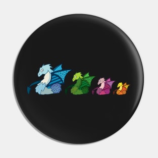 Multicolored dragons in single file Pin