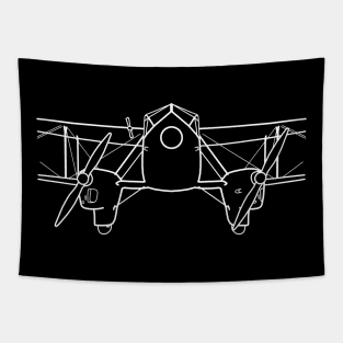 DH Dragon Rapide 1930s classic aircraft white outline graphic Tapestry