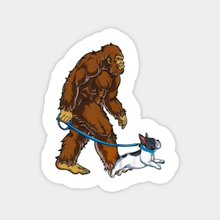 Funny Bigfoot Sasquatch Walking French Bulldog Magnet