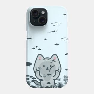 Cute cat in front of fishbowl Phone Case