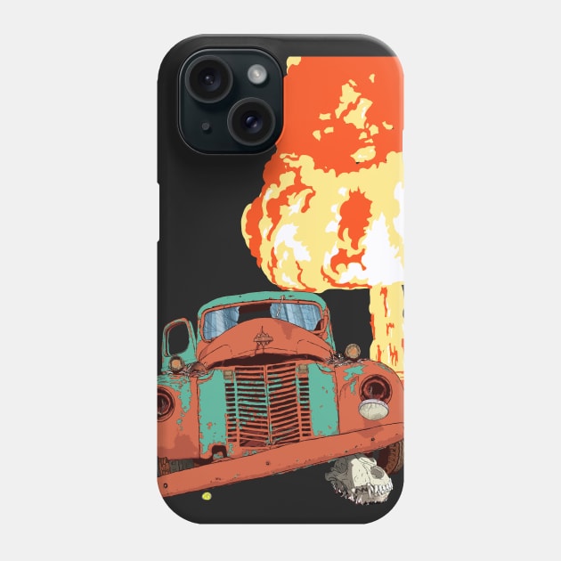 Rusted truck, wolf skull and Atomic Phone Case by RobertBretonArt