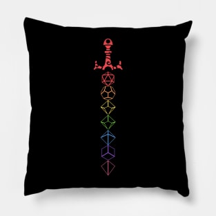 Rainbow Polyhedral Dice Sword Loot Tabletop RPG Addict Pillow