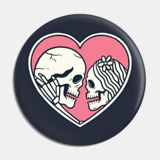 Valentine's Couple Skulls Pin