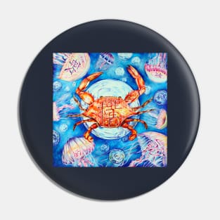 a crab and jellyfish Pin