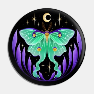 Magical Luna moth green and purple Pin