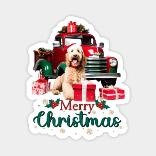 Goldendoodle Merry Christmas Truck Magnet