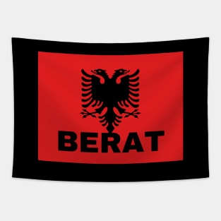 Berat City in Albanian Flag Tapestry