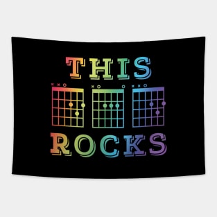 This Dad Rocks Guitar DAD Chords Tab Colorful Theme Tapestry