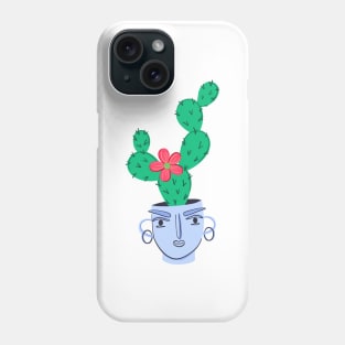 Cactus houseplant. Indoors thorny plant in flowerpot. Phone Case