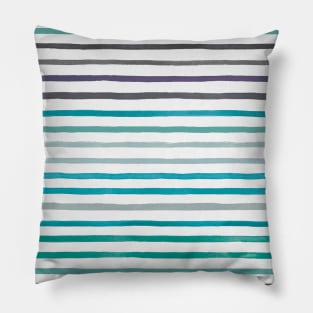 Pocket - MARKER STRIPES BLUE TURQUOISE Pillow