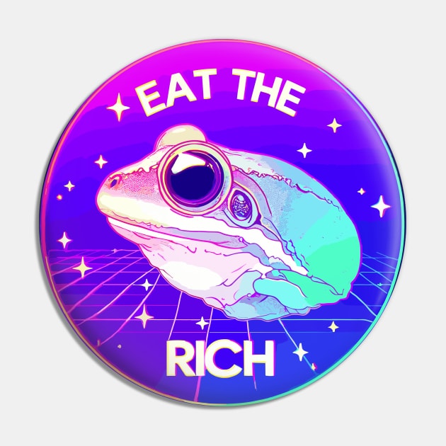 Purple Psychedelic Eat the Rich Frog Pin by TomFrontierArt