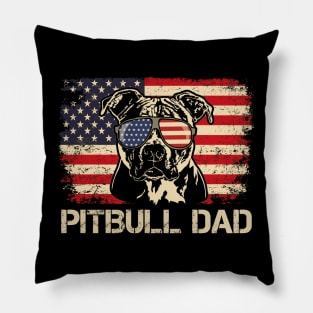 Best Pitbull Dad Ever Shirt American Flag 4th Of July Gift Pillow