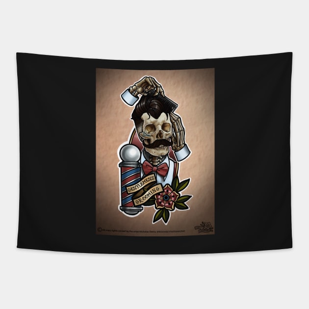 Gentleman’s grooming Tapestry by Nickdancytattoo