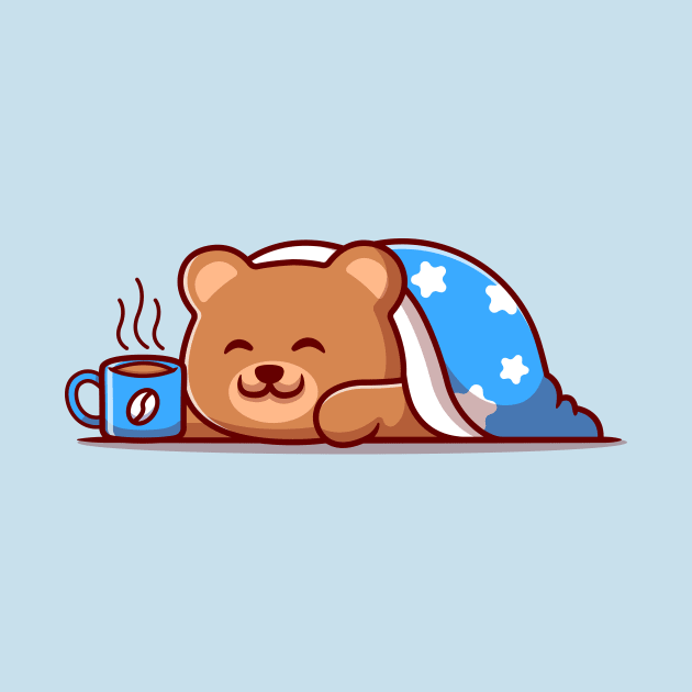 Cute Bear Wearing Blanket With Hot Coffee Cup Cartoon by Catalyst Labs