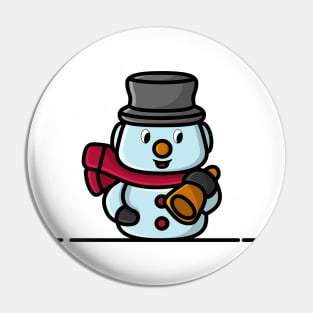 Snowman with hat and scarf cartoon character vector icon illustration. Pin