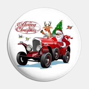 Cartoon Christmas greeting card Pin