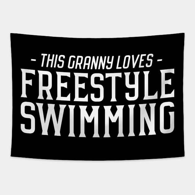 Freestyle Swimmer Granny Design Tapestry by BlueTodyArt