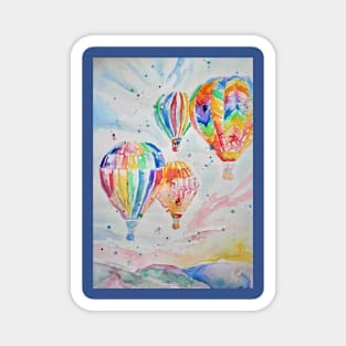 Hot Air Balloons Watercolor Painting Magnet