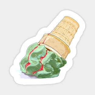 Melted ice-cream (pistachio & strawberry syrup) Magnet