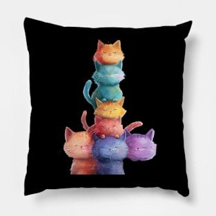 Cat LGBT Rainbow Paws Pillow