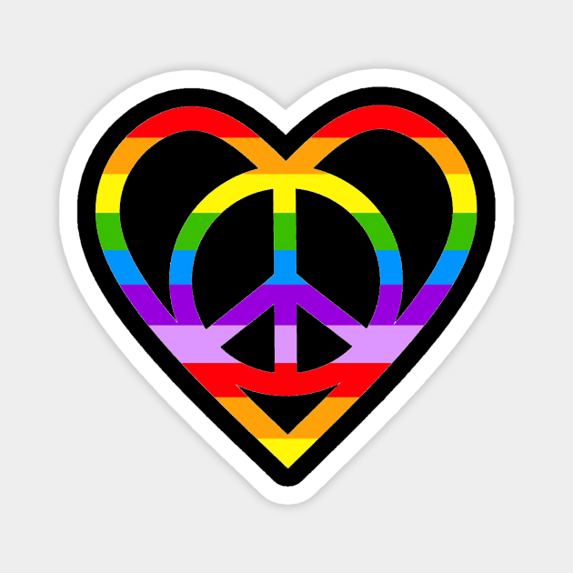 Rainbow Pride Peace Sign And Heart Magnet by SartorisArt1