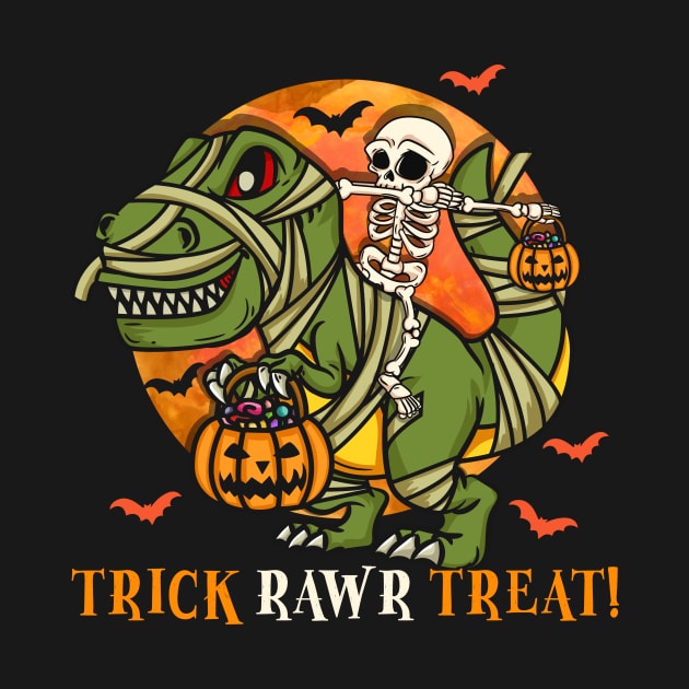 Spooky Trick RAWR Treat Skull Riding Ghost Rex by biNutz