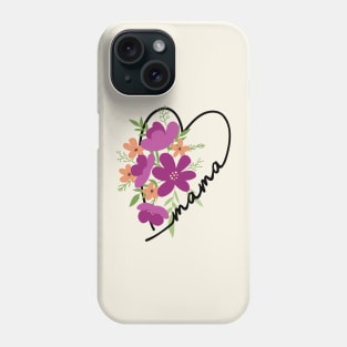 Mama heart floral gift for mom Phone Case